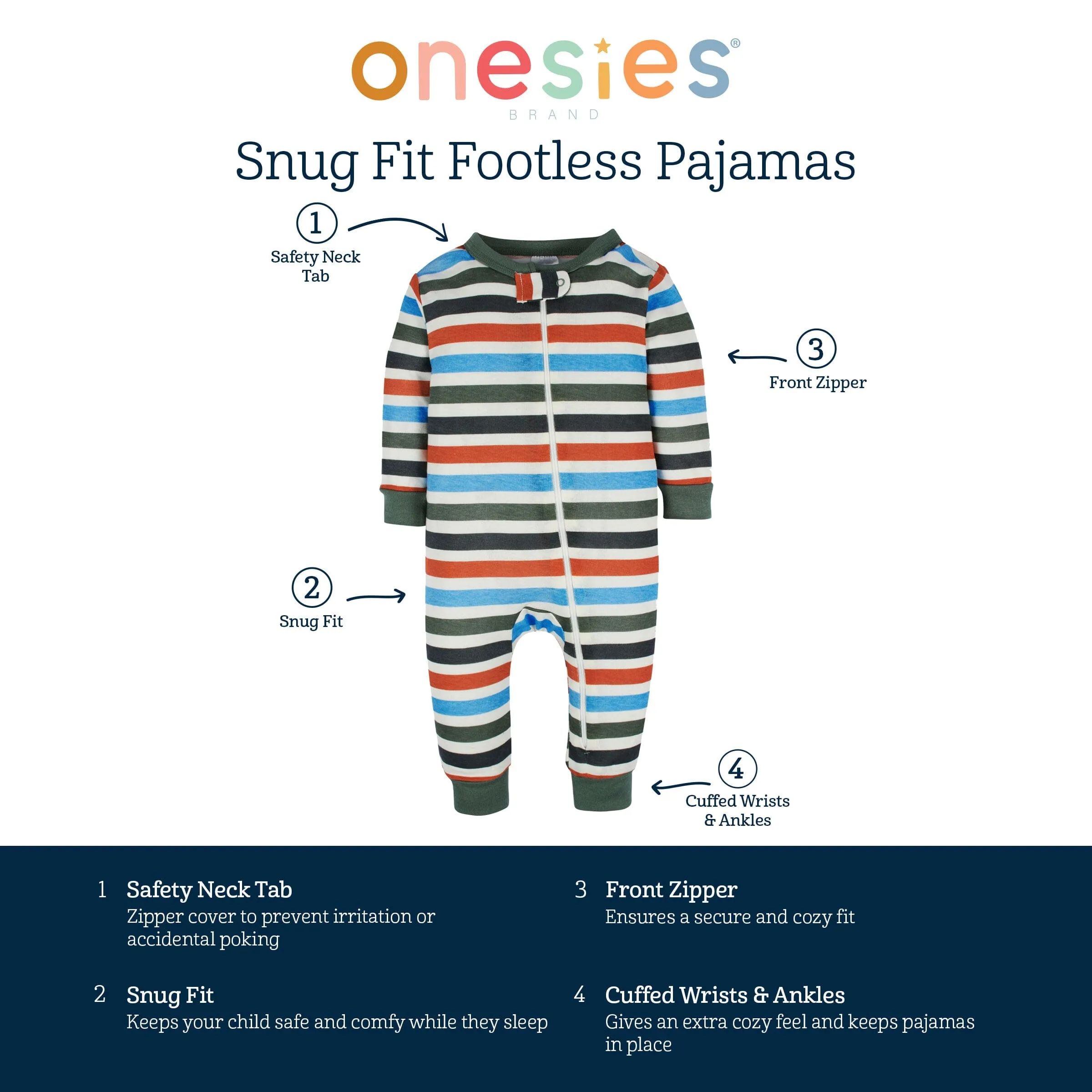 3-Pack Baby Neutral City Sunset Footless Pajamas