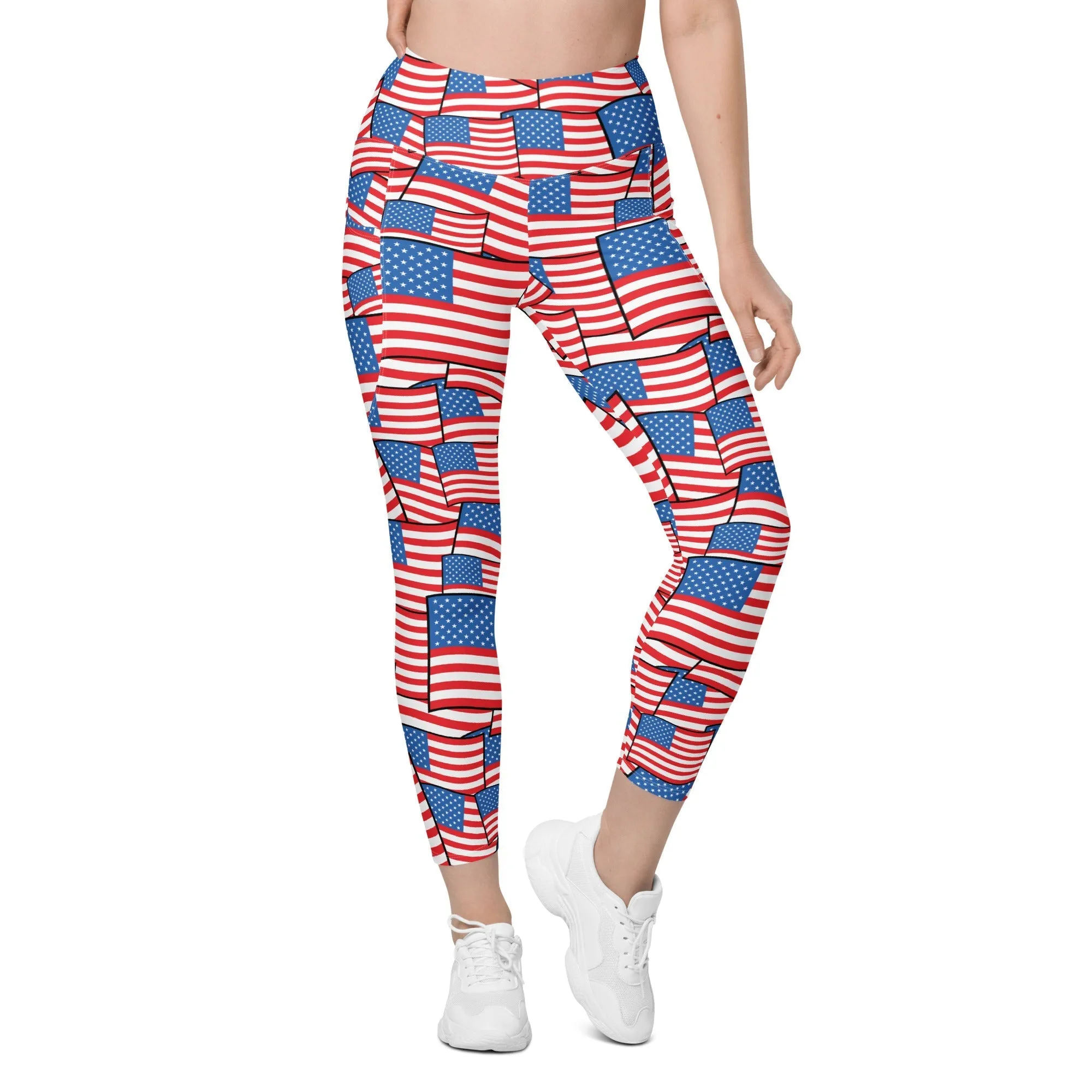 American Flag Pattern Leggings With Pockets