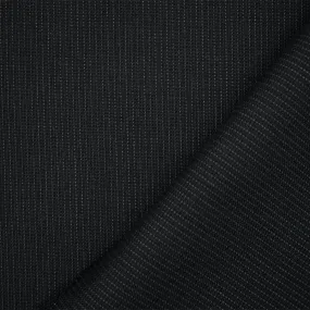 Black-Cool Gray Wool-Poly Stripe Woven Dobby Suiting Fabric