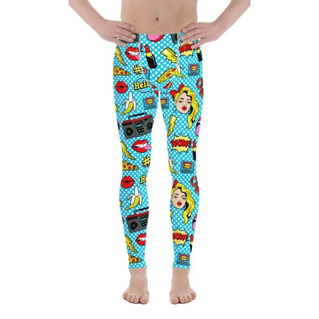 Blue Pop Art Pattern Men's Leggings