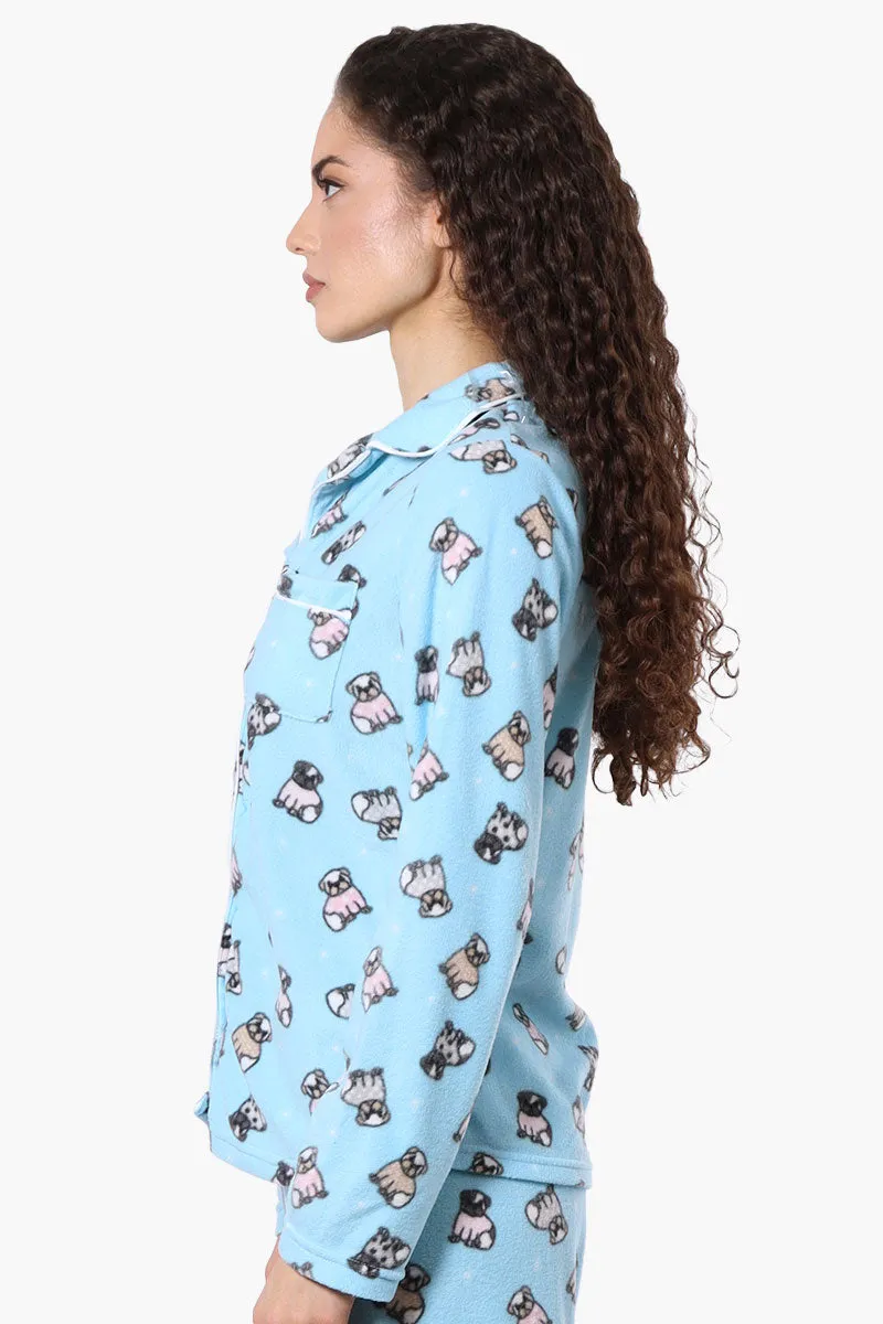 Canada Weather Gear Button Down Pug Pattern Pajama Top - Blue