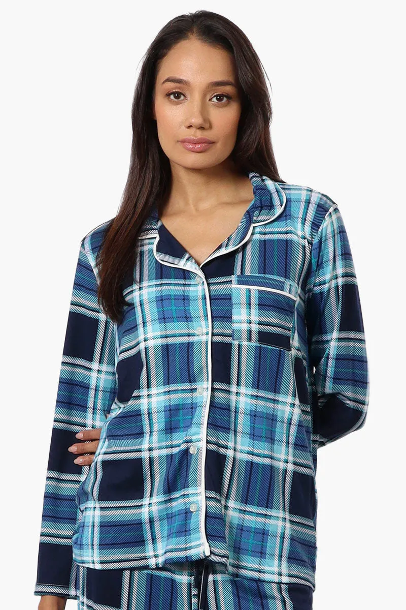 Canada Weather Gear Plaid Button Down Pajama Top - Blue