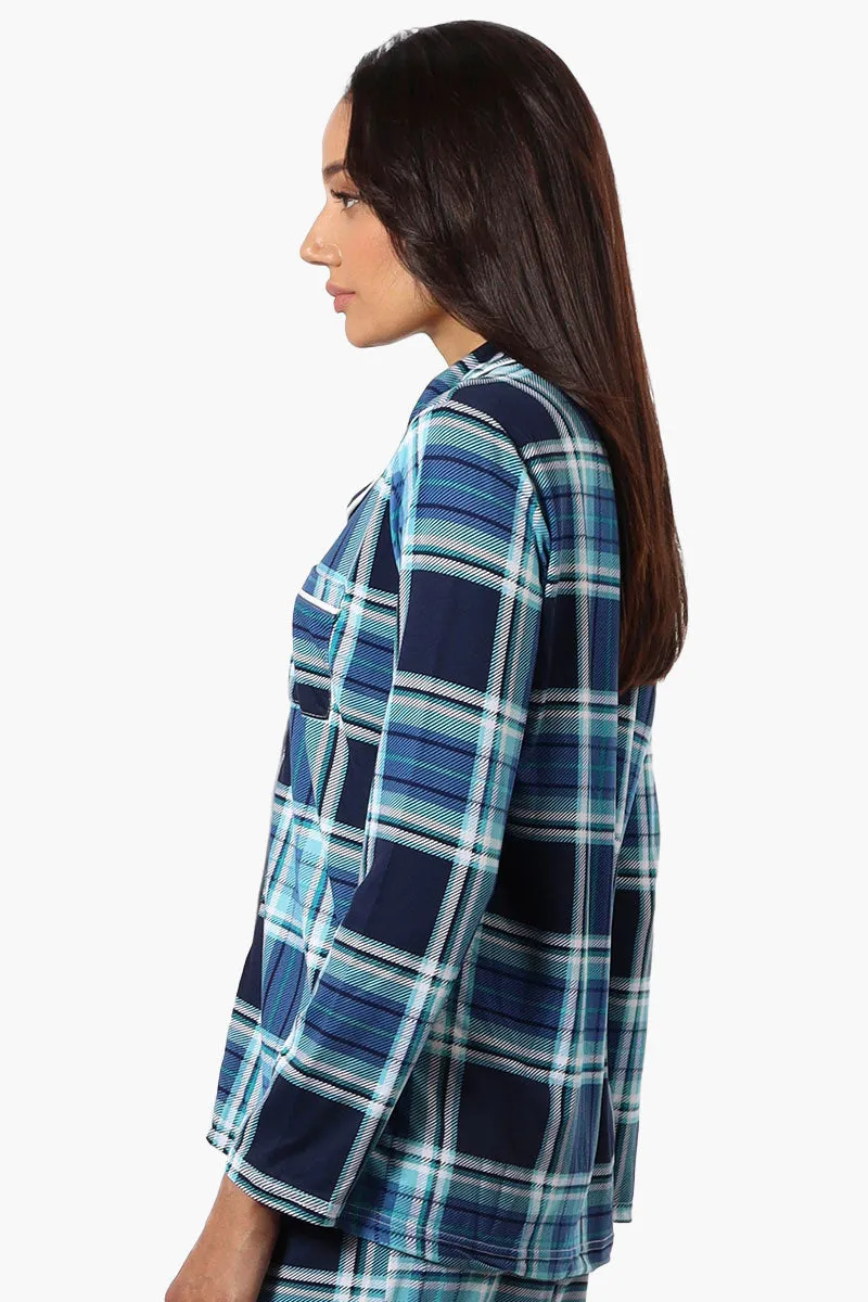 Canada Weather Gear Plaid Button Down Pajama Top - Blue