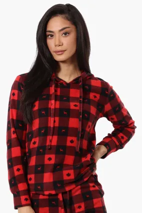 Canada Weather Gear Plaid Hooded Pajama Top - Red