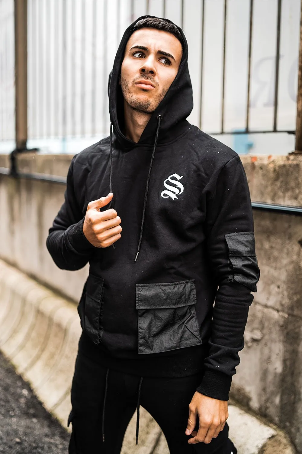 Cargo Utility Hoodie - Black