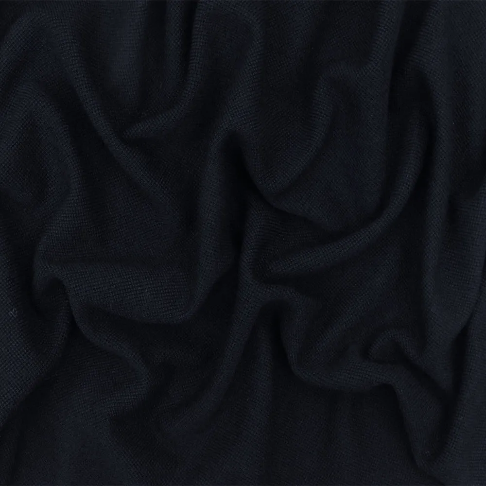 Cool Black Solid Wool Pique Knit Fabric