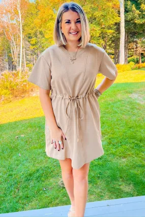 Cool Evenings Mini Dress - Light Mocha