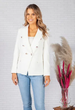 Cream double breasted blazer