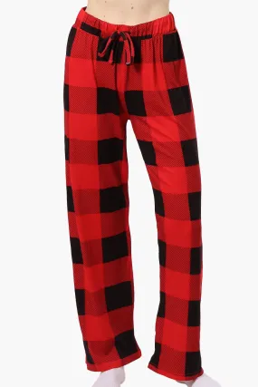 Cuddly Canuckies Plaid Wide Leg Pajama Pants - Red