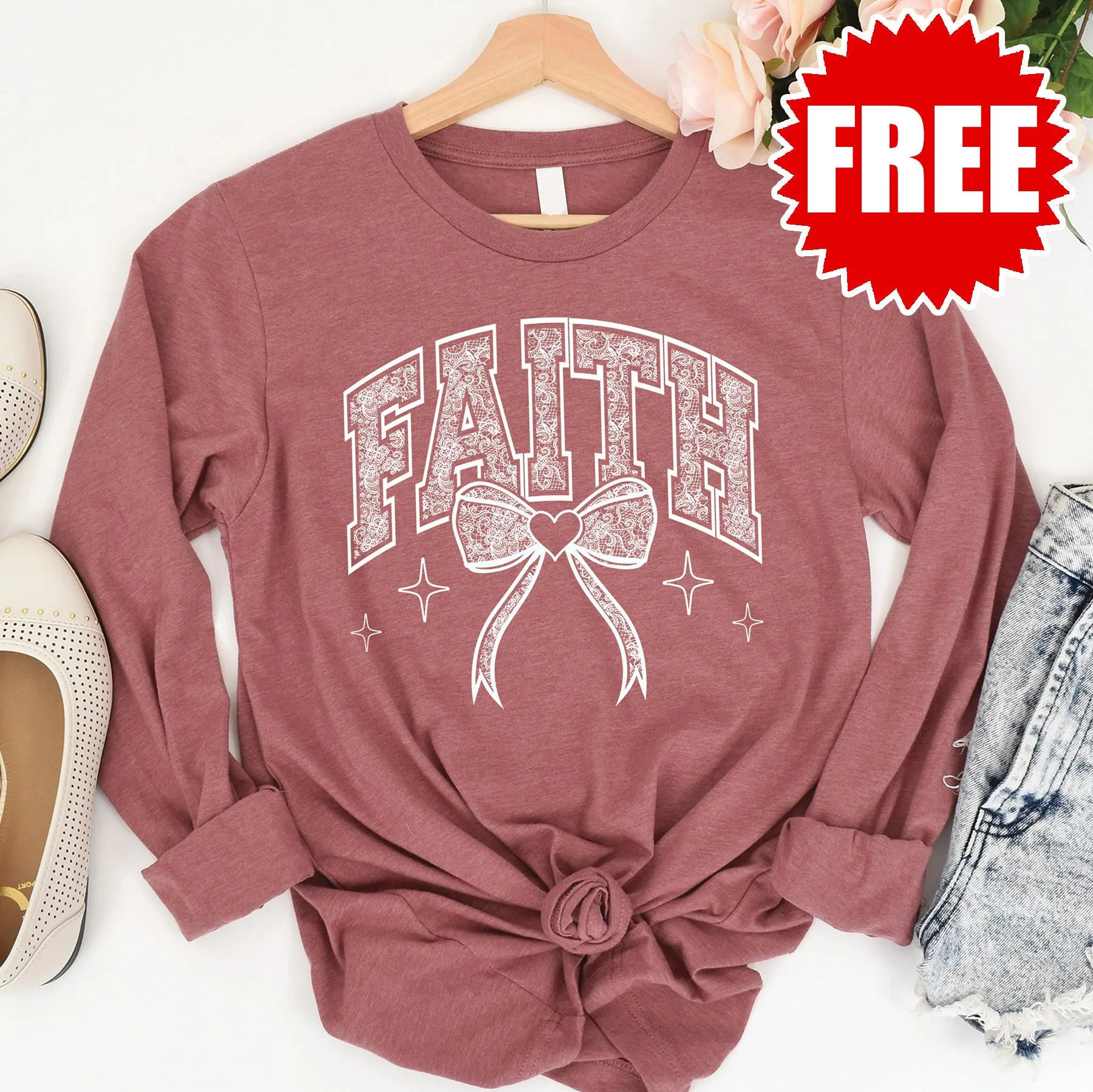 Faith Lace Long Sleeve - Heather Mauve