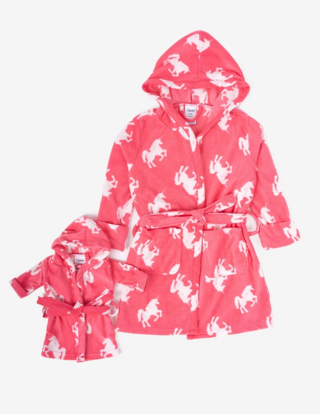 Girl and Doll Fleece Hooded Animal Robes