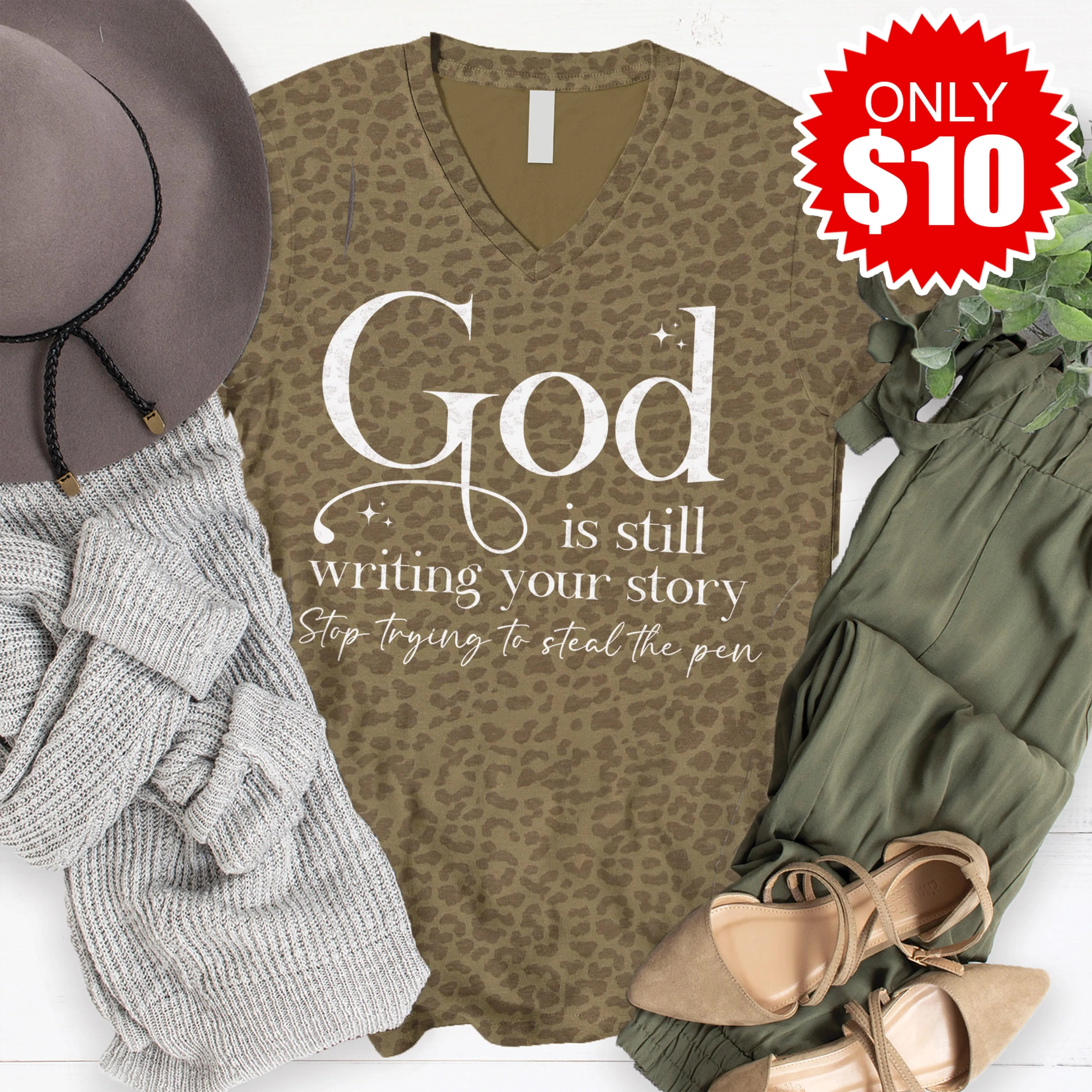 God is Writing Your Story V-Neck - 10