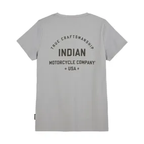 Indian Motorcycle  Womens True Craftsmanship USA T-Shirt Tee Soft Comfy Grey