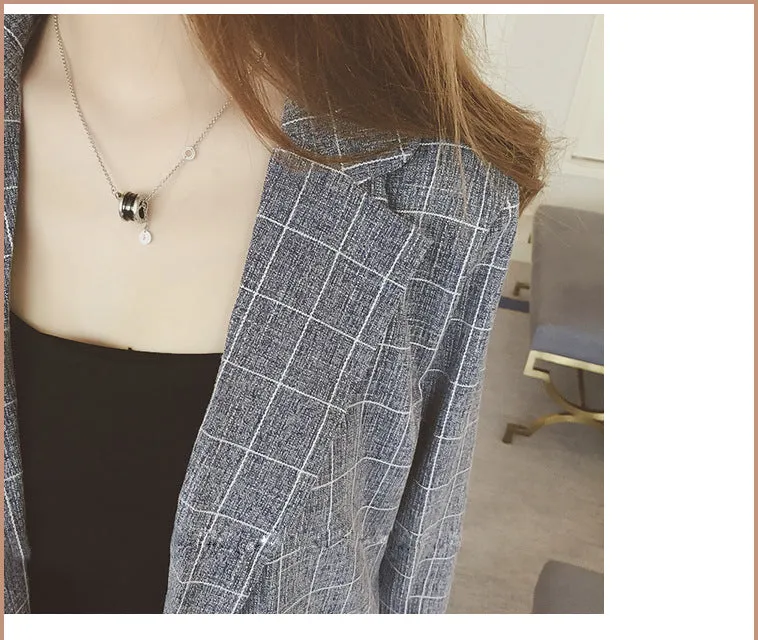 Korean Chequered Blazer Trendy Sets Women Summer Western Shorts Hong Kong Two-Piece Outerwear