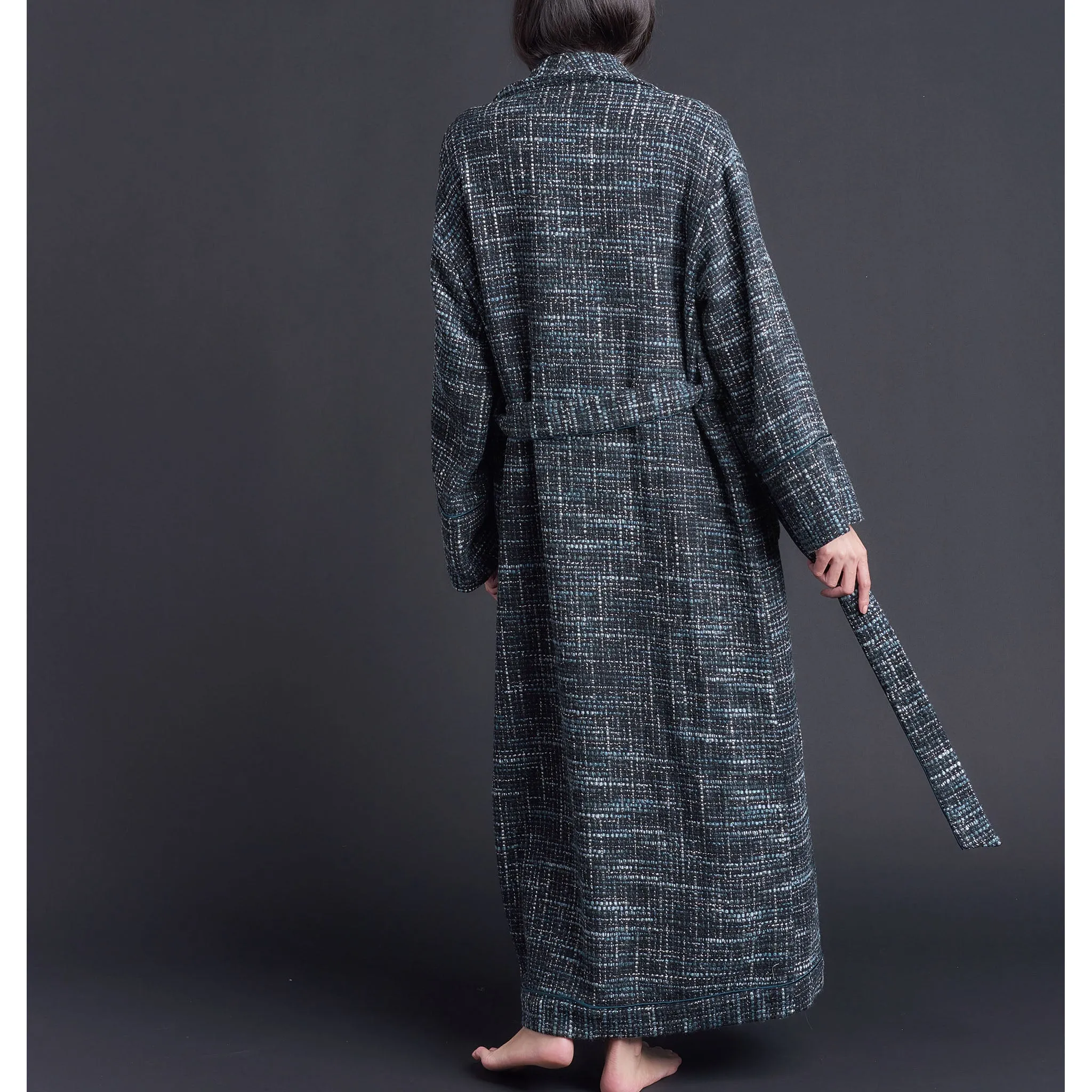 Long Claudette Robe in Wool Bouclé