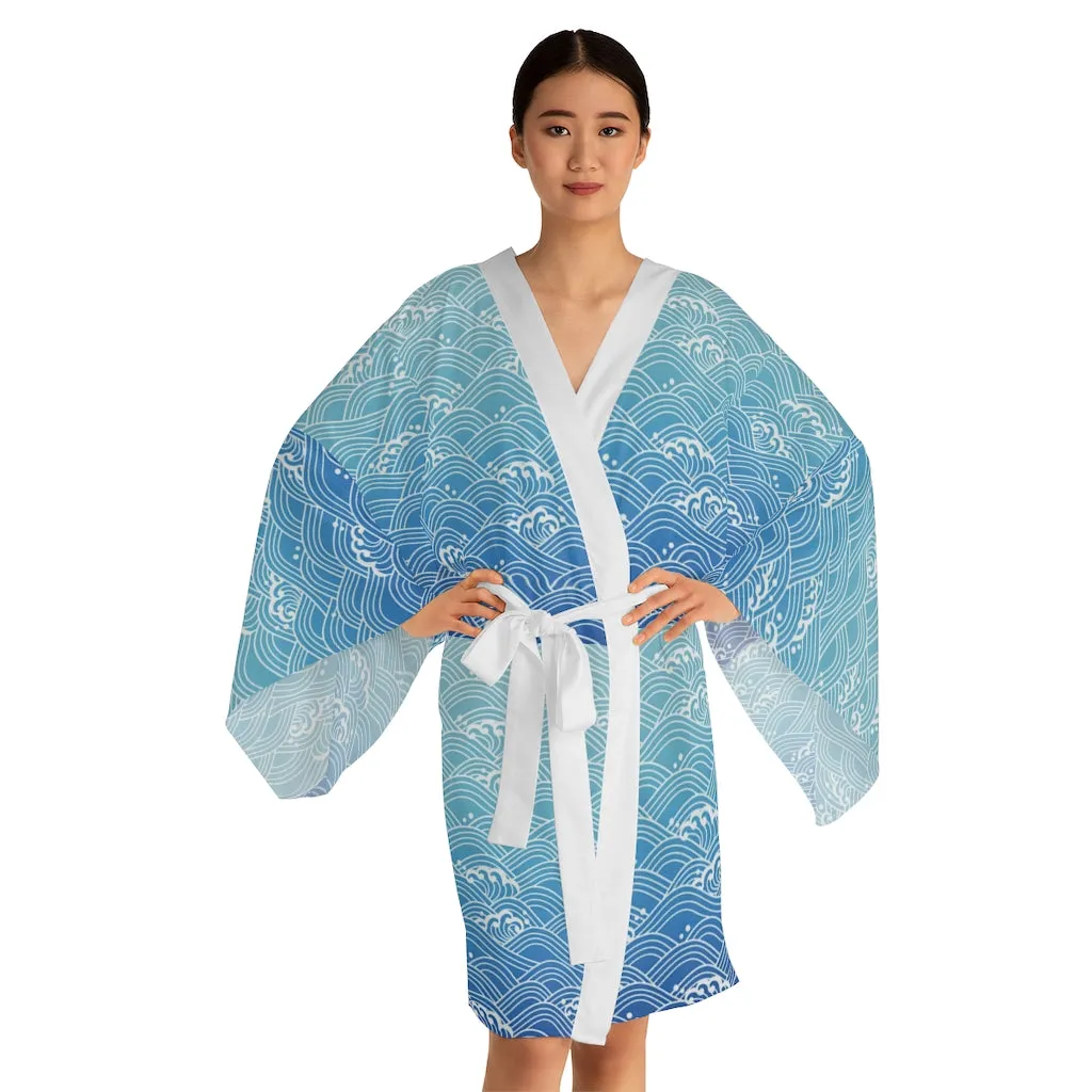 Long Sleeve Kimono Robe Waves