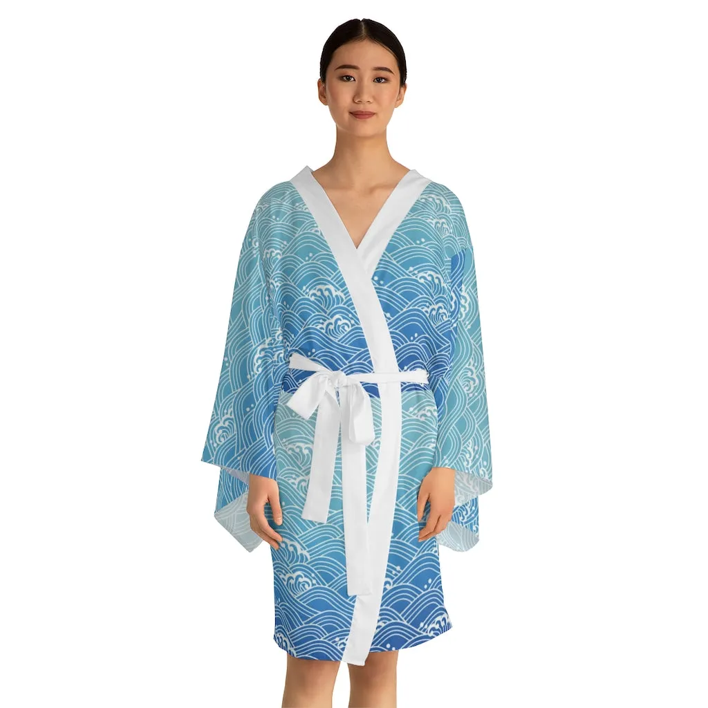 Long Sleeve Kimono Robe Waves