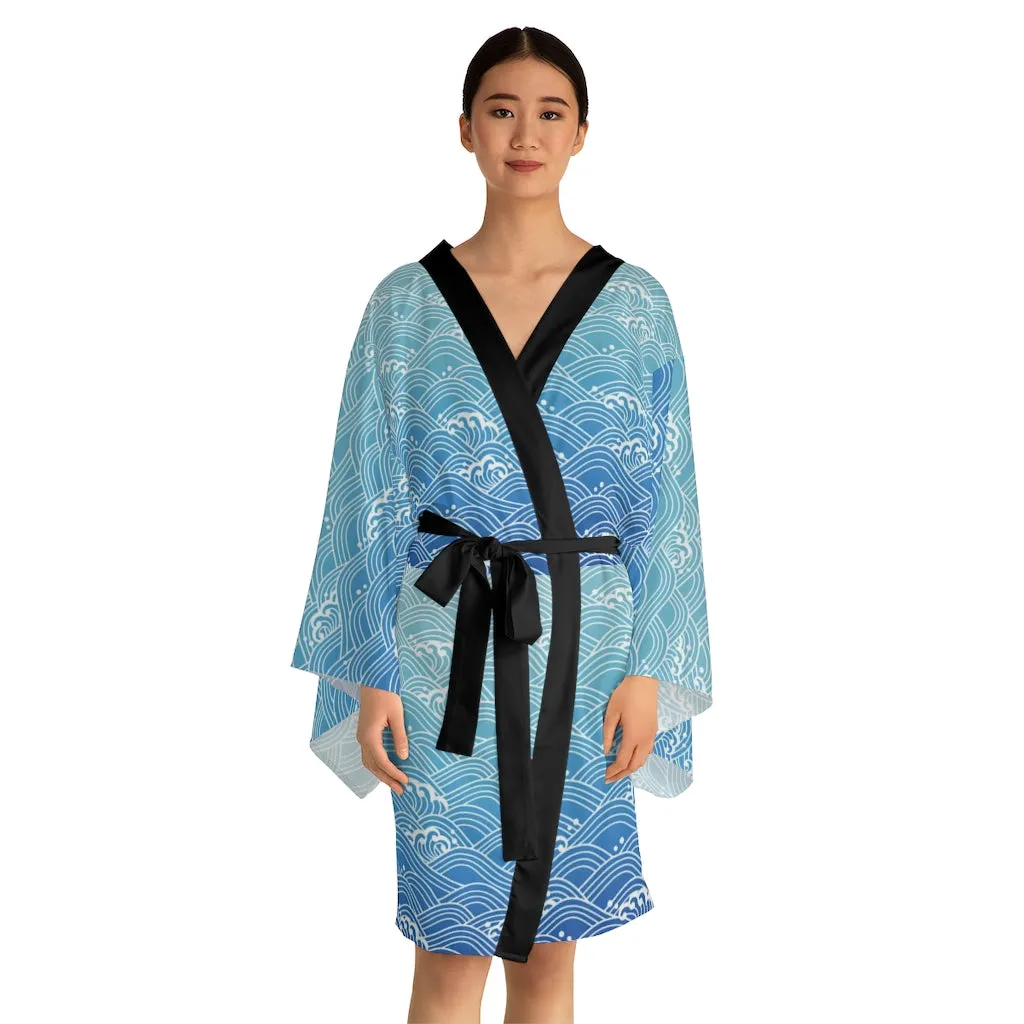 Long Sleeve Kimono Robe Waves