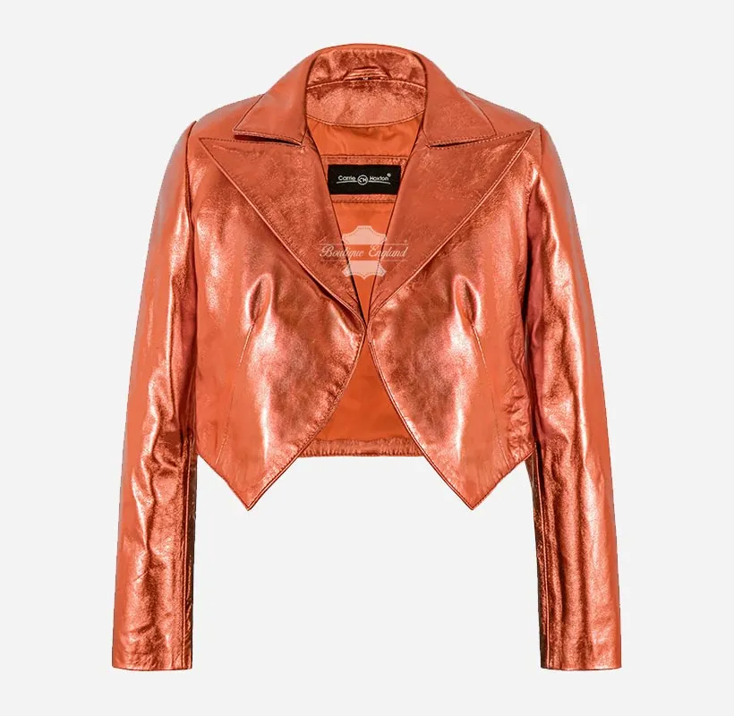 MAXIM Ladies Leather Shrug Shinny Leather Cropped Bolero Jacket