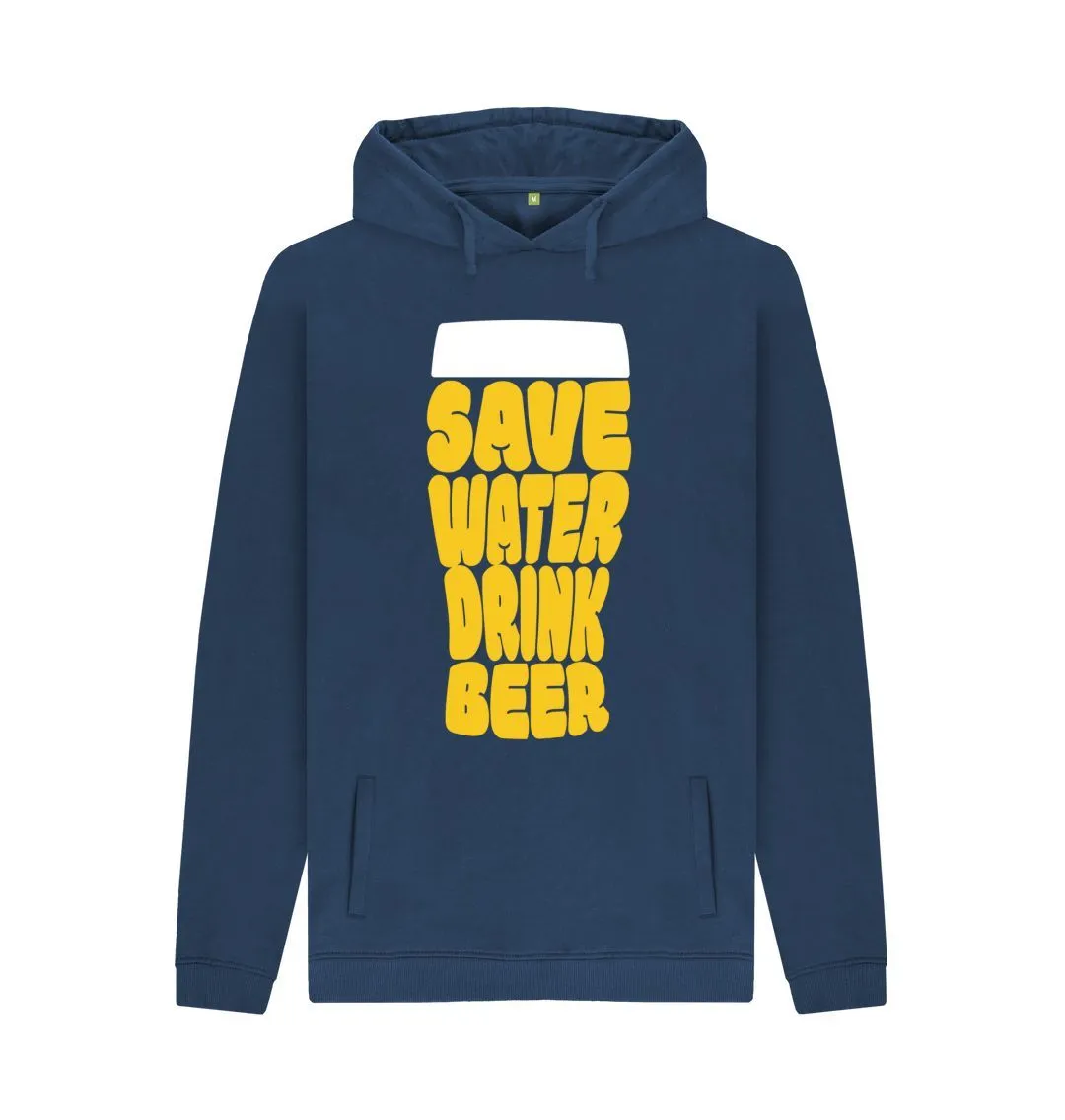 Men's Save Water Drink Beer Organic Pullover Hoodie