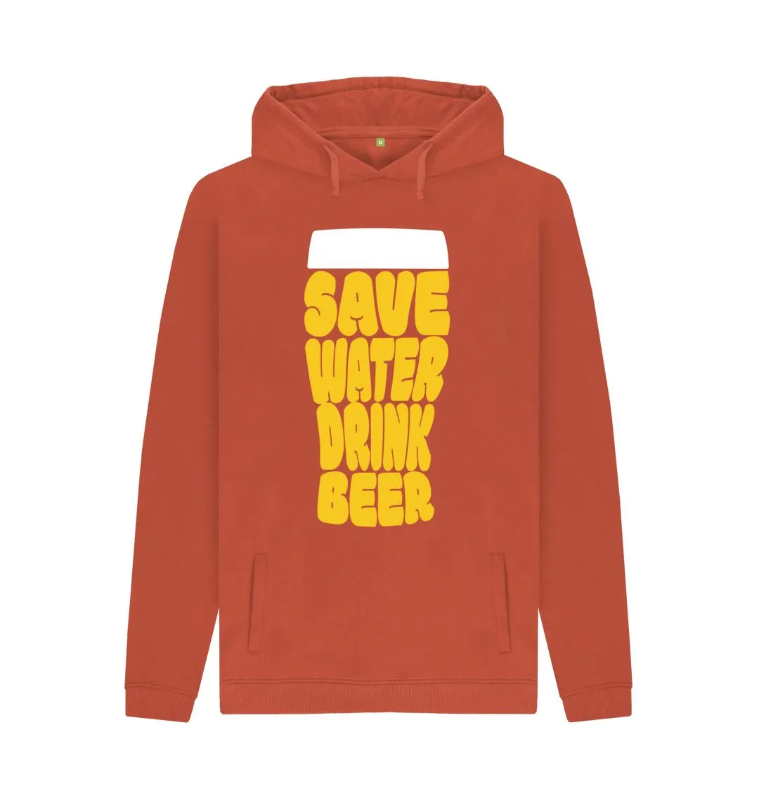 Men's Save Water Drink Beer Organic Pullover Hoodie