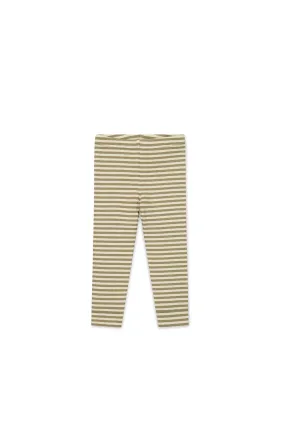 Organic Cotton Modal Elastane Legging - Narrow Stripe Oak/Soft Clay