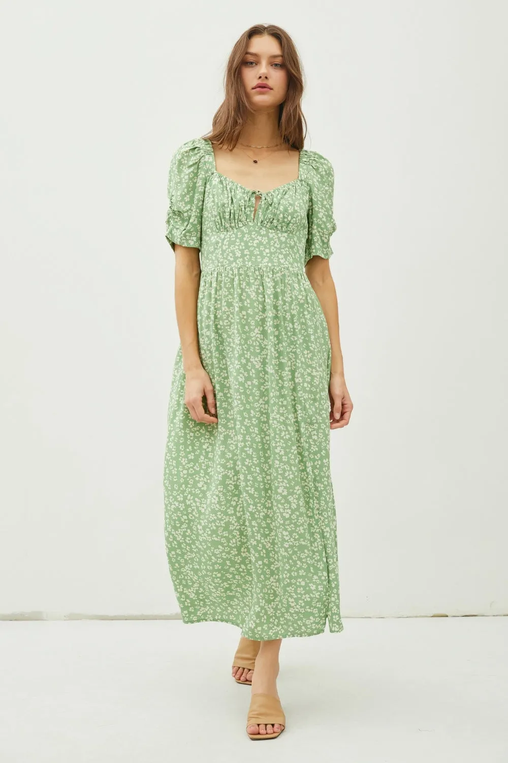 Rylee Floral Smocked Back Slit Dress