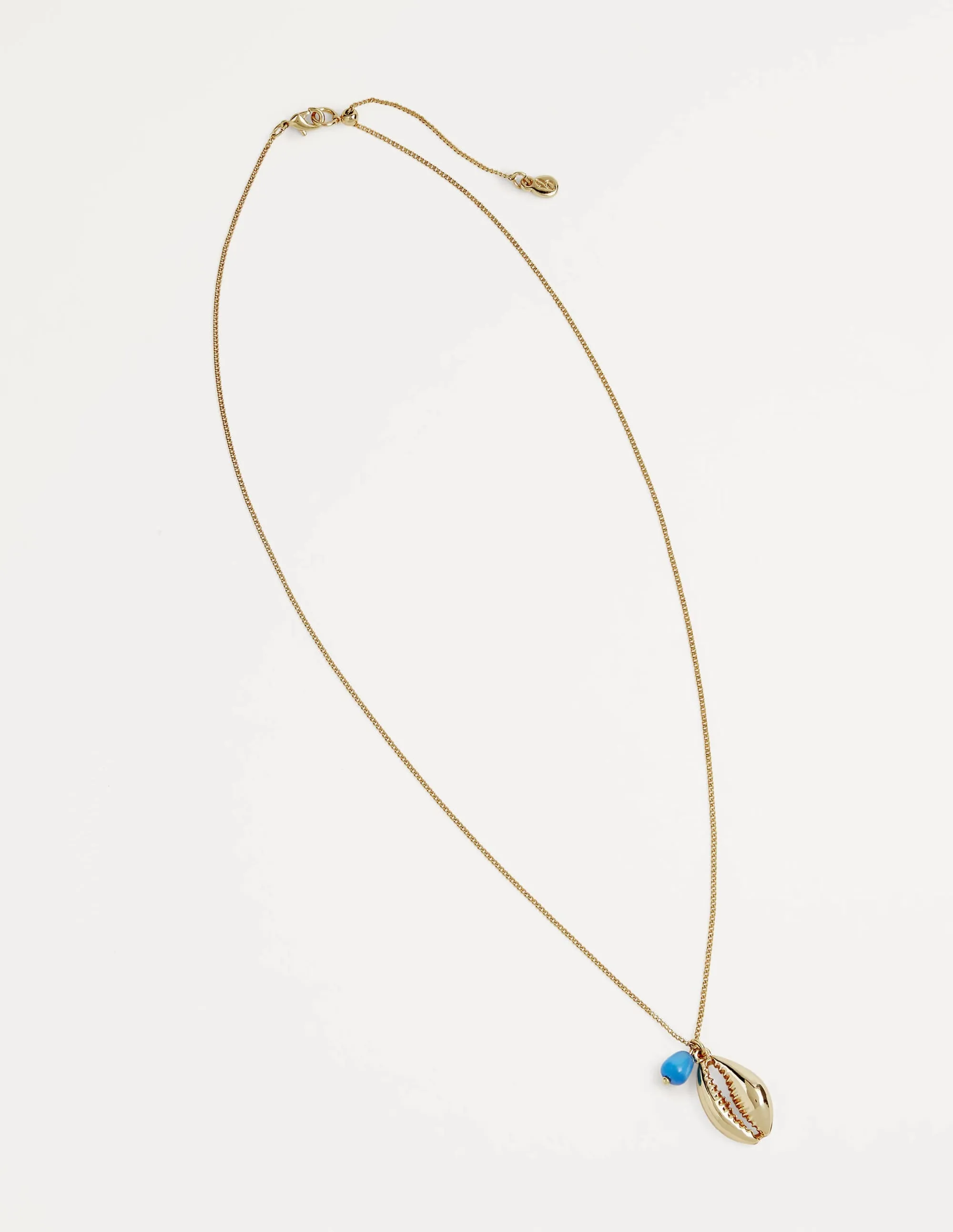 Shell Pendant Necklace-Gold/Blue