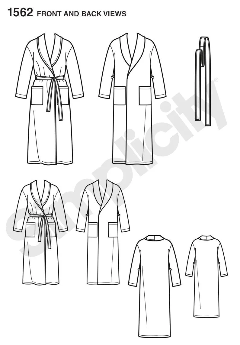 Simplicity Pattern 1562 Cozy robes for the entire family