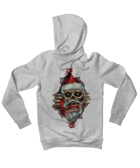 Skull Santa Peek-A-Boo Back Printed Christmas Hoodie