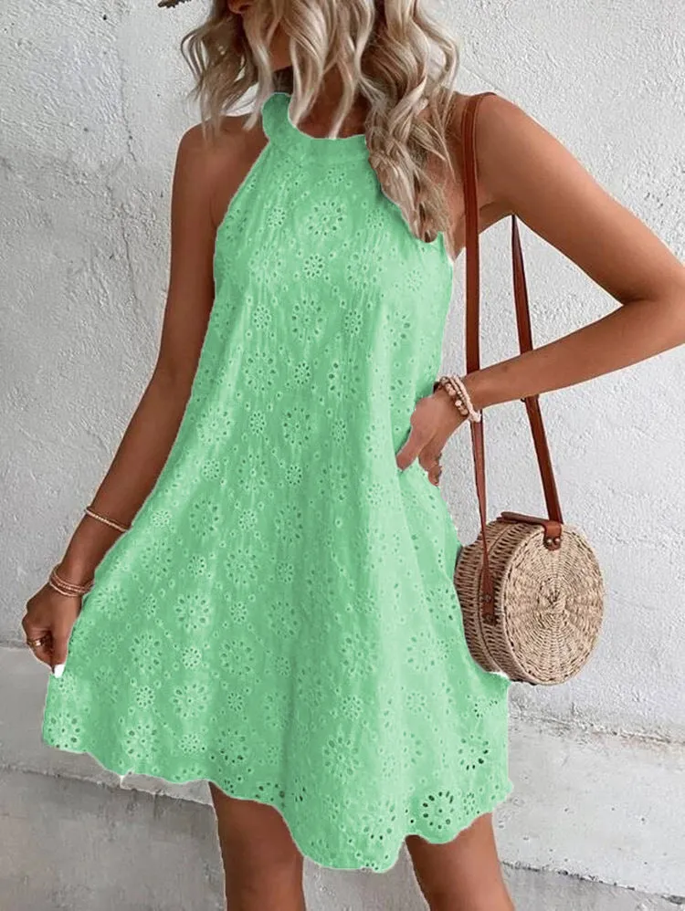 Women's Lace Solid Color Sleeveless Pullover Dress Dresses