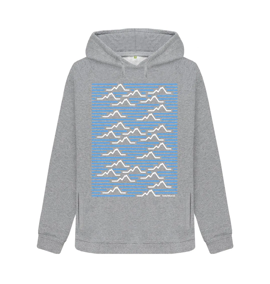 Women's Mountain Range Organic Pullover Hoodie - Sky Blue